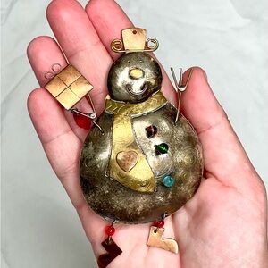 Pilgrim Imports Snowman Ornament Copper Nickel‎ Brass Made in Thailand Vintage